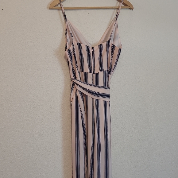 Jumpsuit Romper Long M Pink Blue Strip Lined Halter Top - Picture 8 of 12